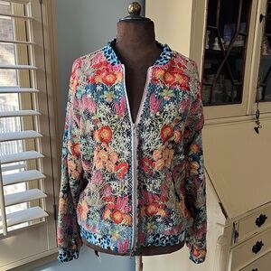 Johnny Was Lavishly Embroidered Bomber Jacket